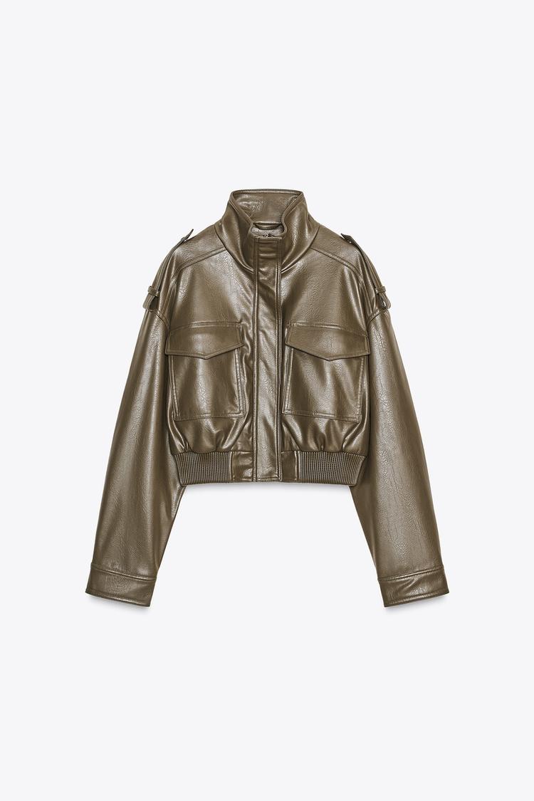 Suzy Faux Leather Cropped Jacket