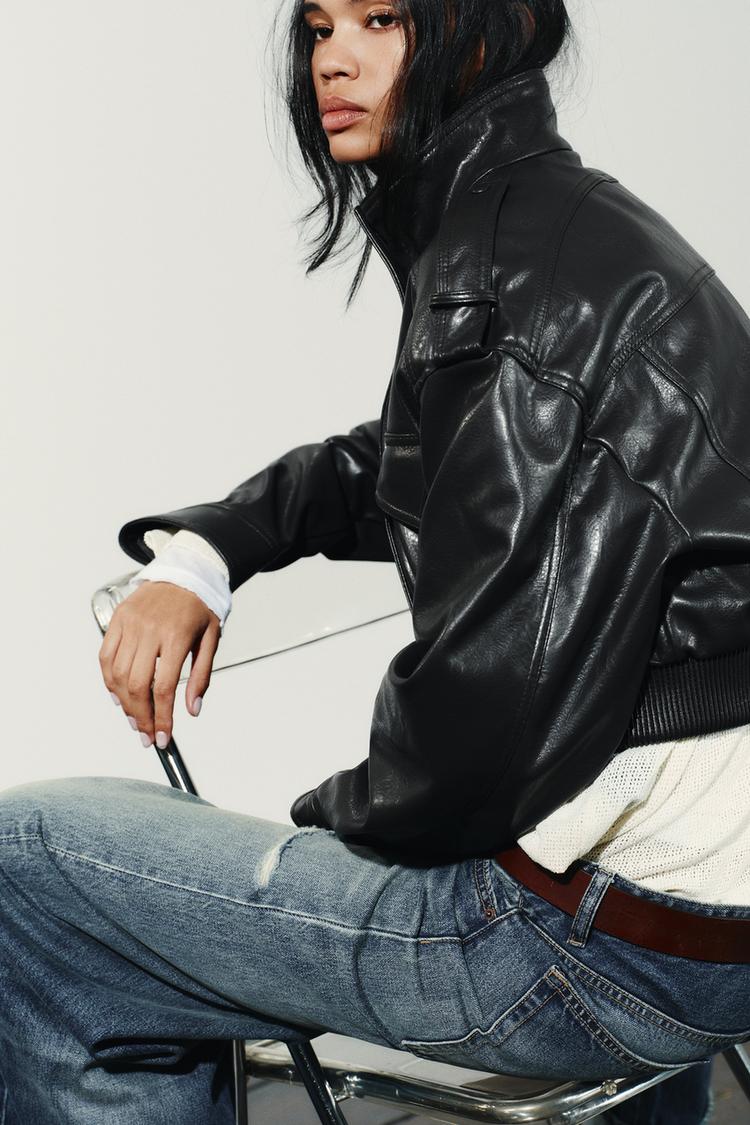 Suzy Faux Leather Cropped Jacket