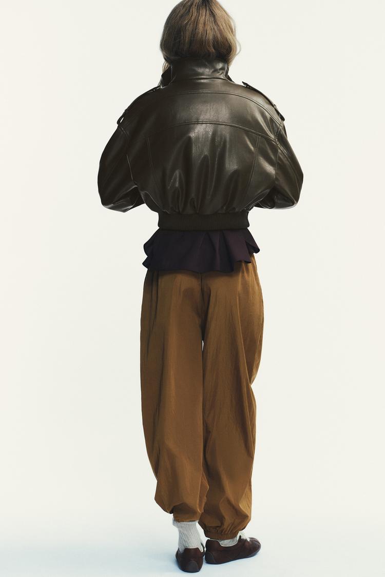 Suzy Faux Leather Cropped Jacket