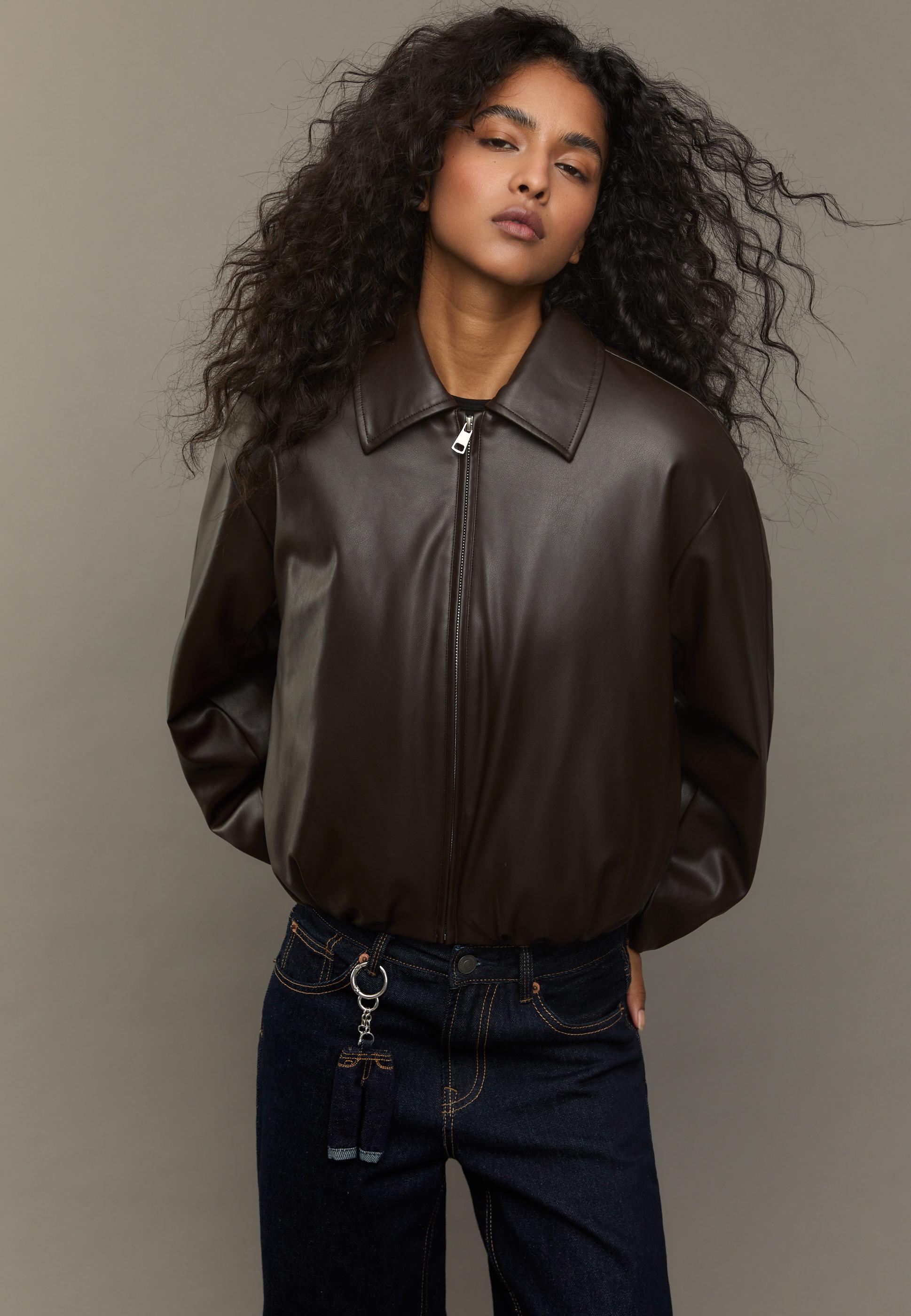 Natasha Faux Leather Bomber
