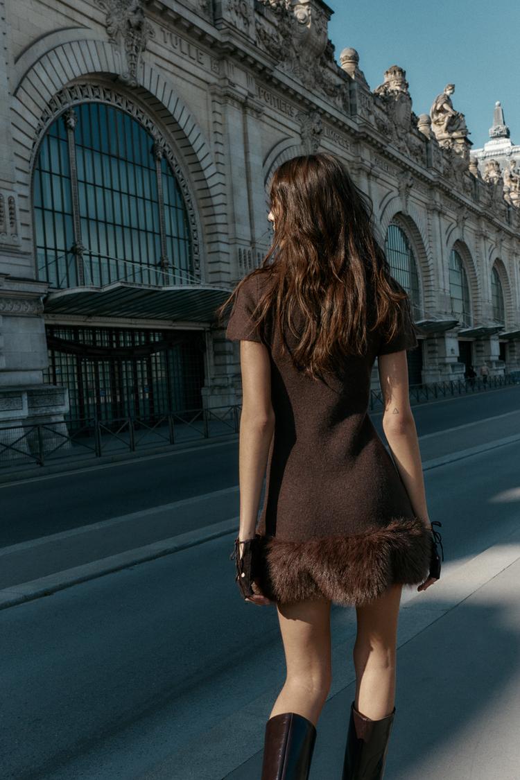Aubrey Fur Mini Dress