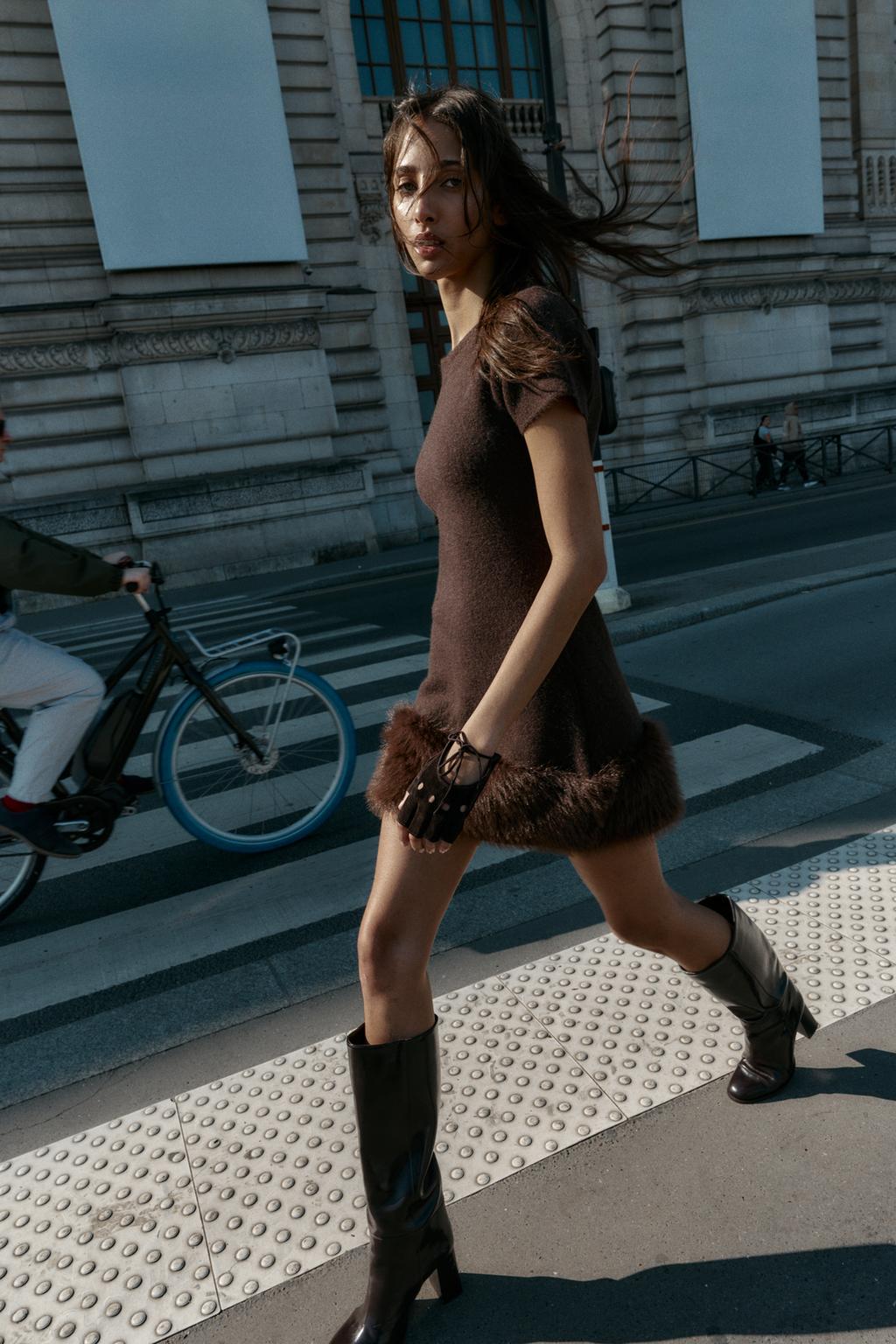 Aubrey Fur Mini Dress