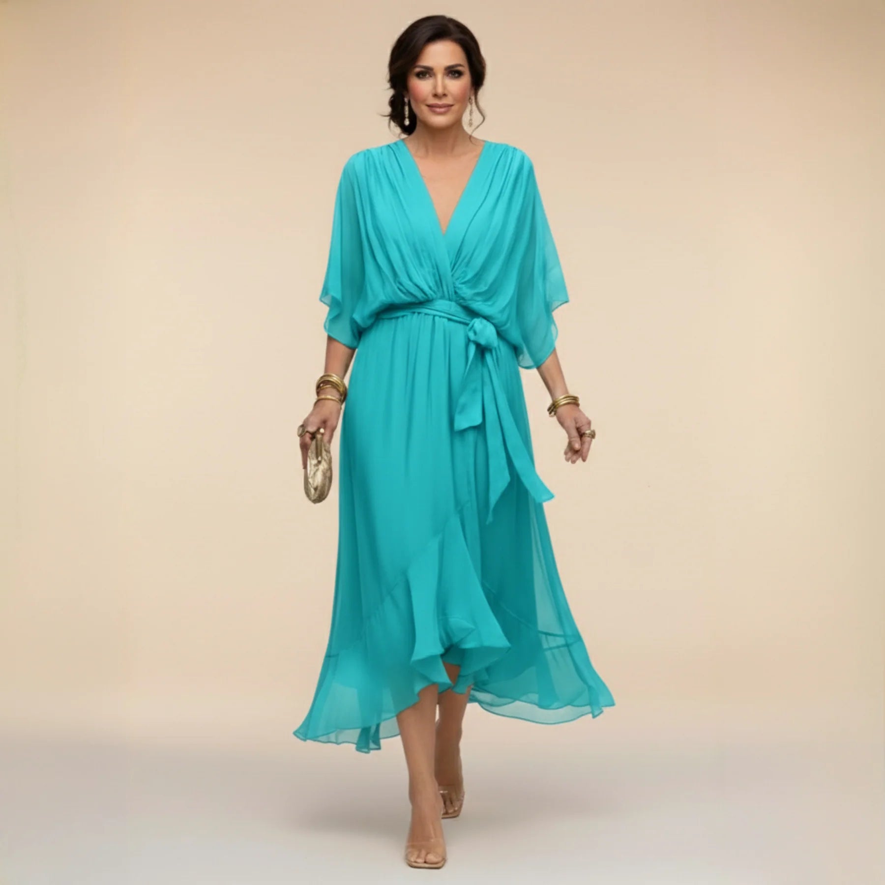 Edith | V-neck Chiffon Dress