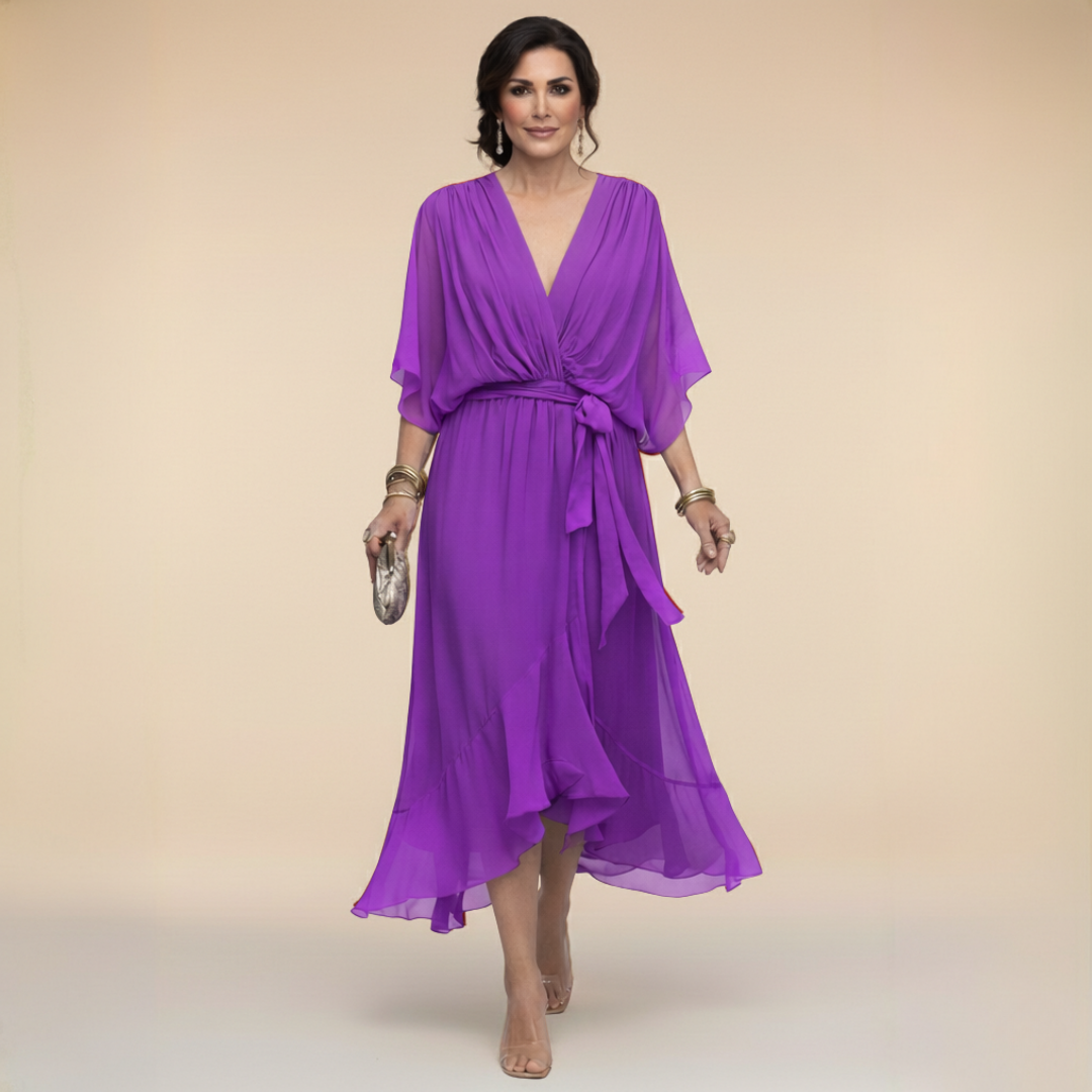 Edith | V-neck Chiffon Dress