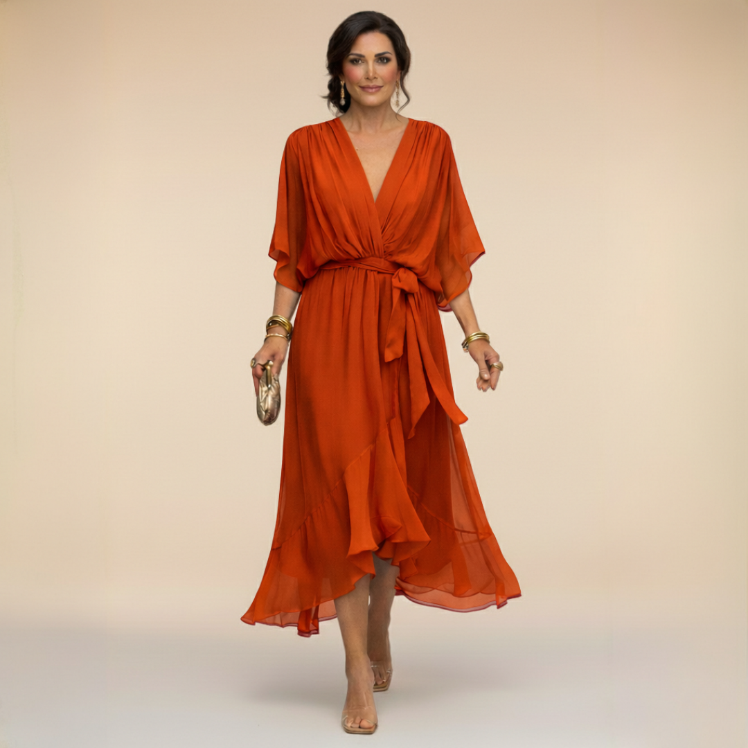 Edith | V-neck Chiffon Dress