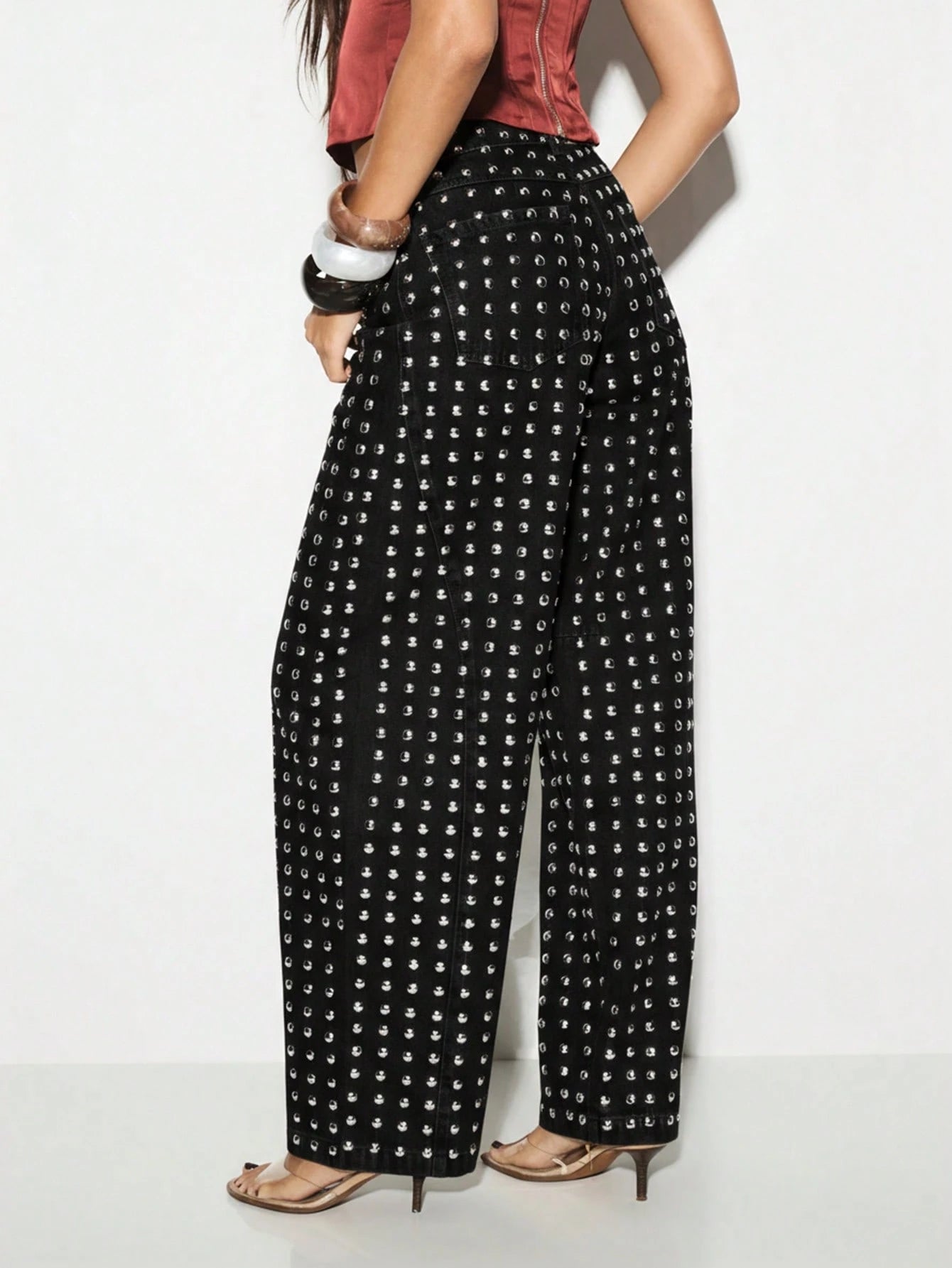 Bianca Studded Wide Jeans