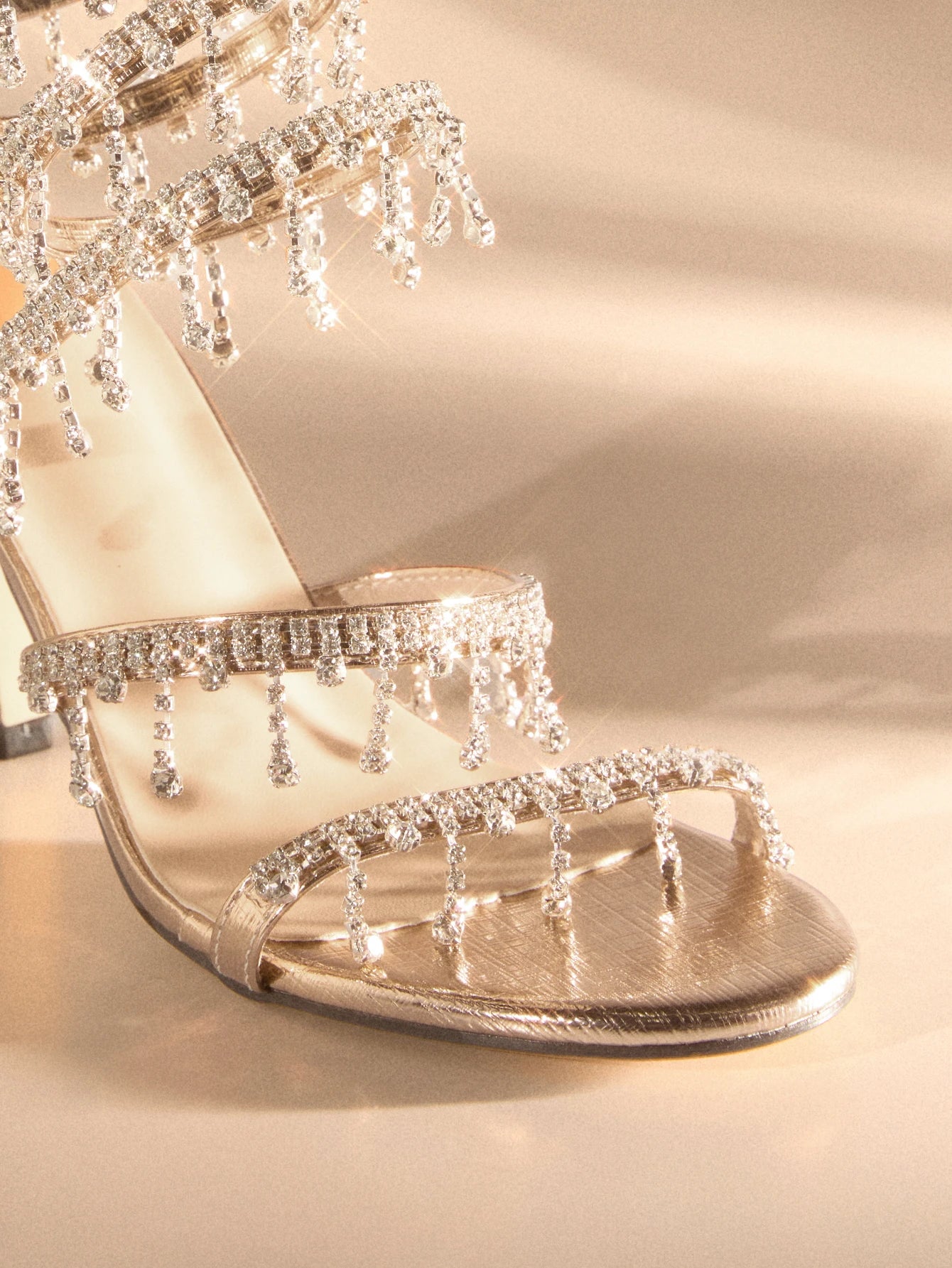 Snake Wrap Rhinestone Heels