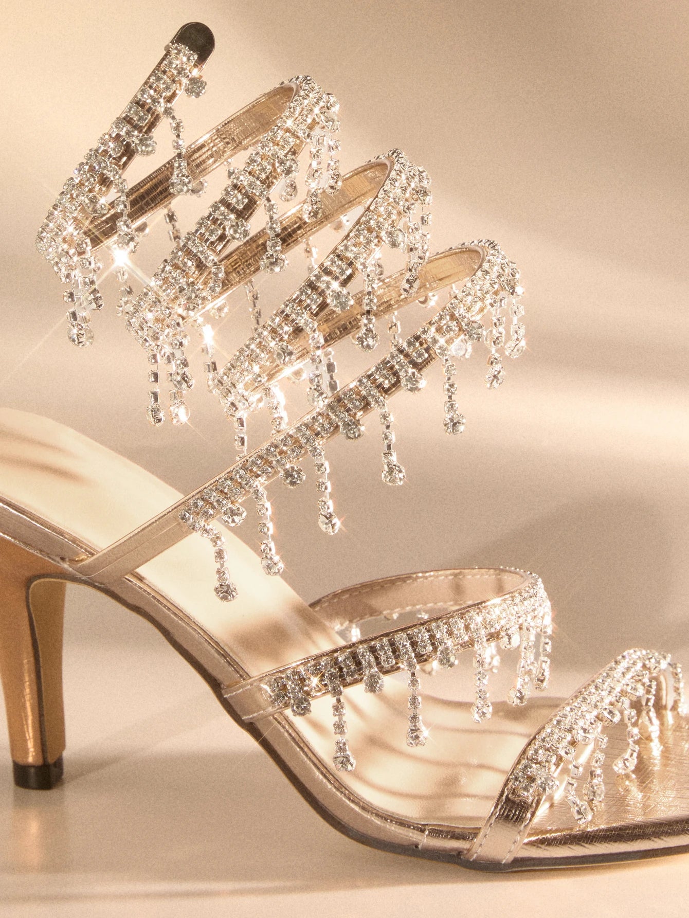 Snake Wrap Rhinestone Heels