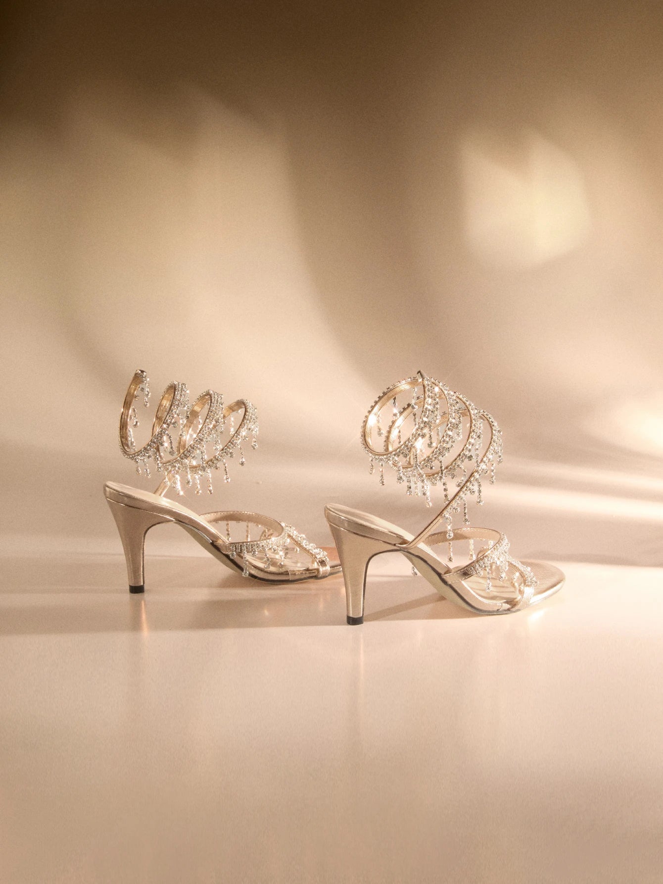 Snake Wrap Rhinestone Heels