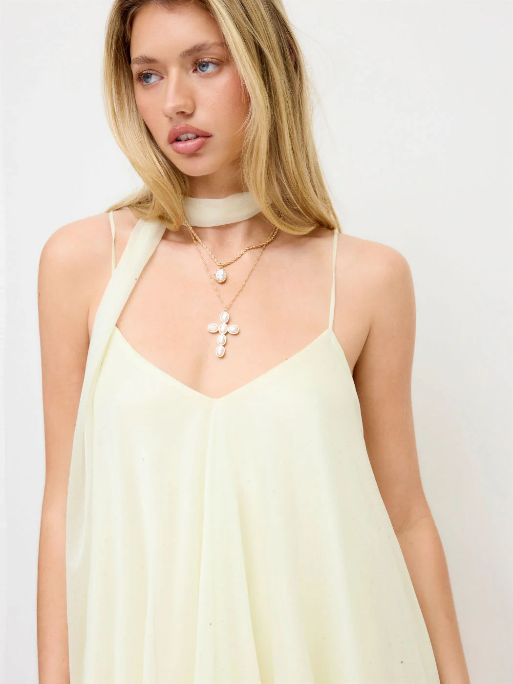 Elise Ruffled Mini Dress With Scarf