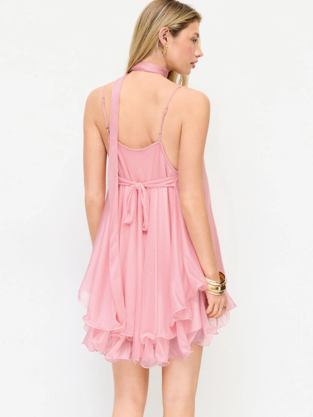 Elise Ruffled Mini Dress With Scarf