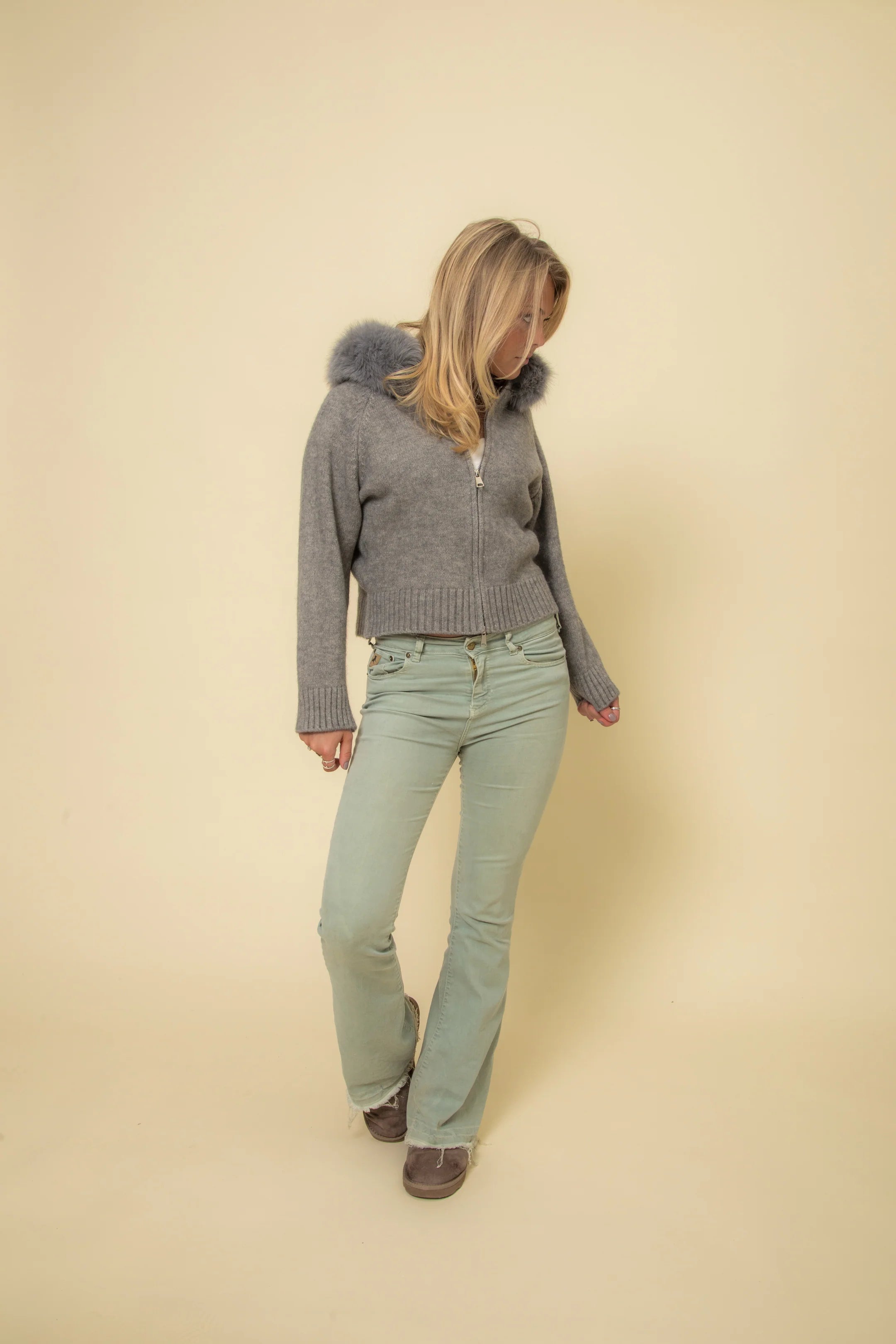 Hannah Hooded Faux Fur Vest Jacket