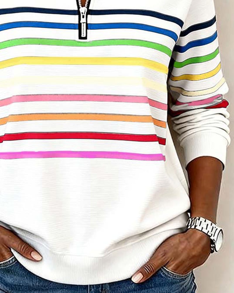 Grace | Colourful Stripe Quarter-Zip Sweatshirt