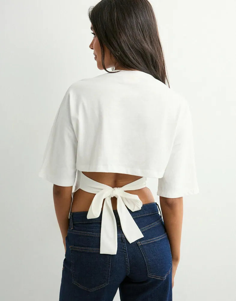 Gabrielle Open Back Tie Tee