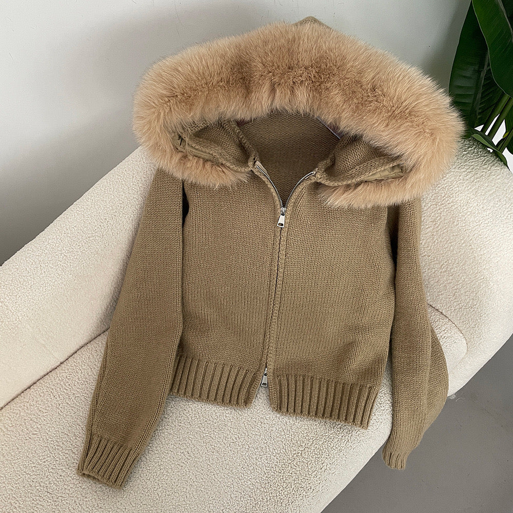 Hannah Hooded Faux Fur Vest Jacket