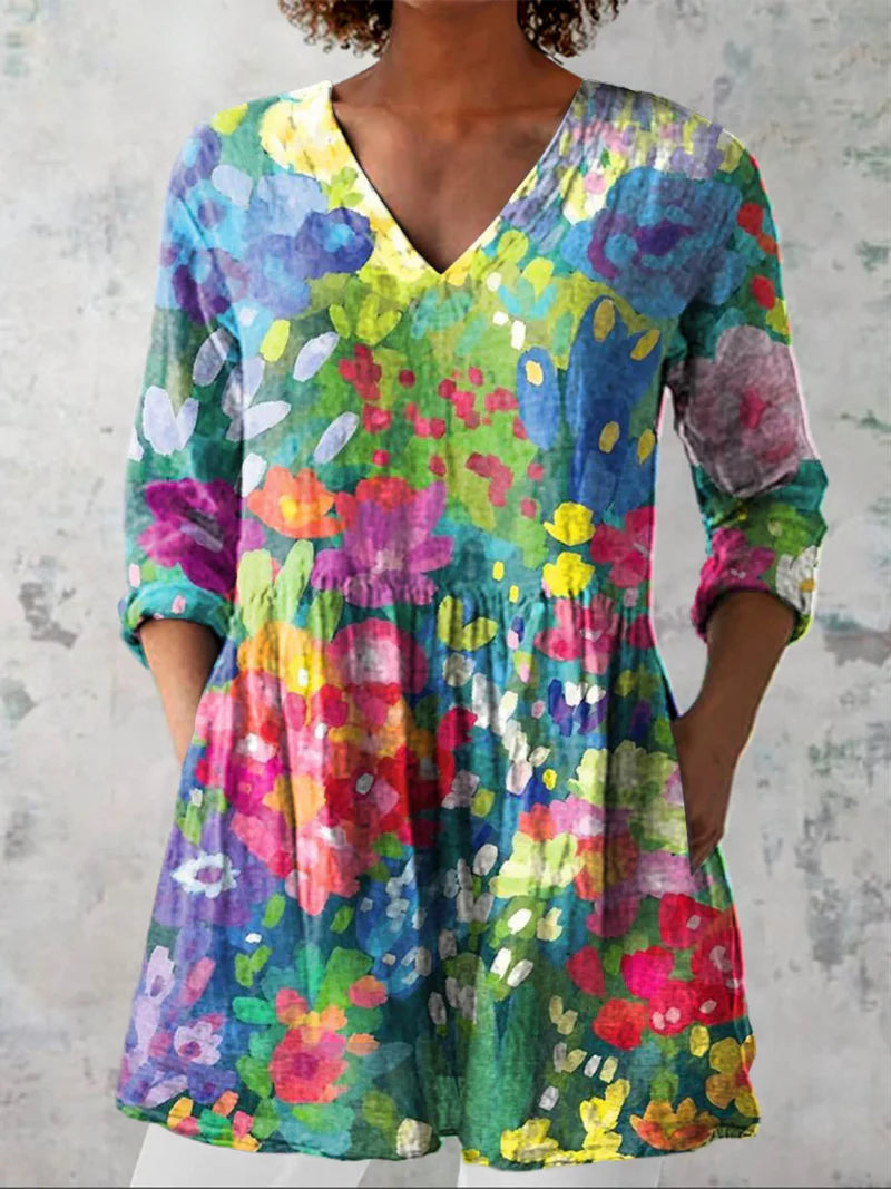 Sabrina | Long Blouse with V-Neck