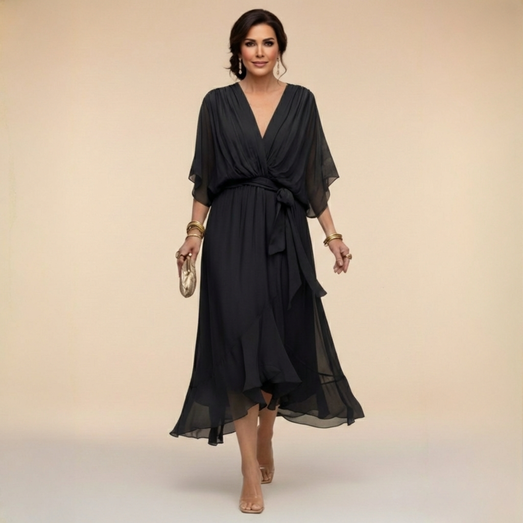 Edith | V-neck Chiffon Dress