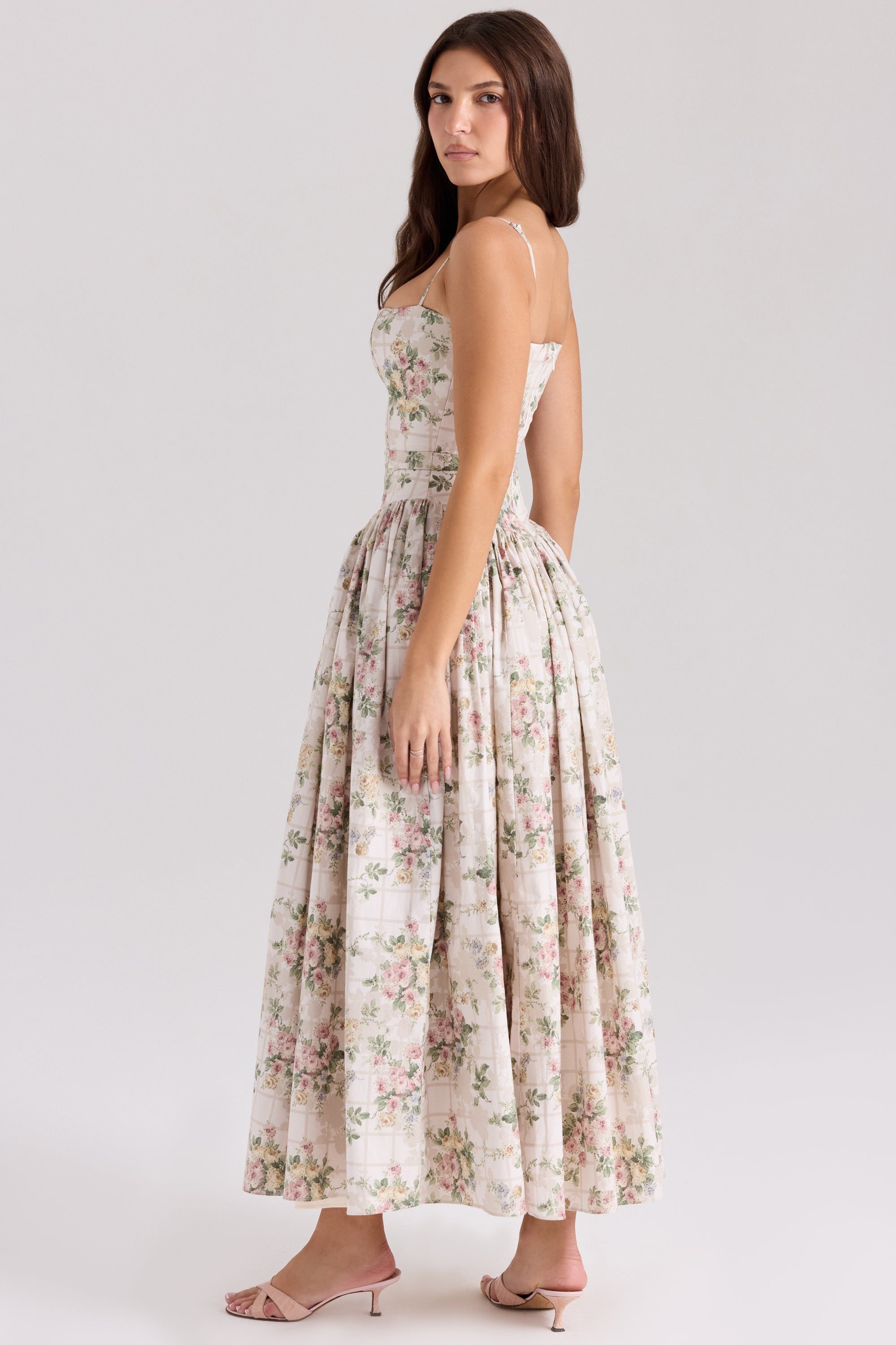 Cream Floral Maxi Sundress