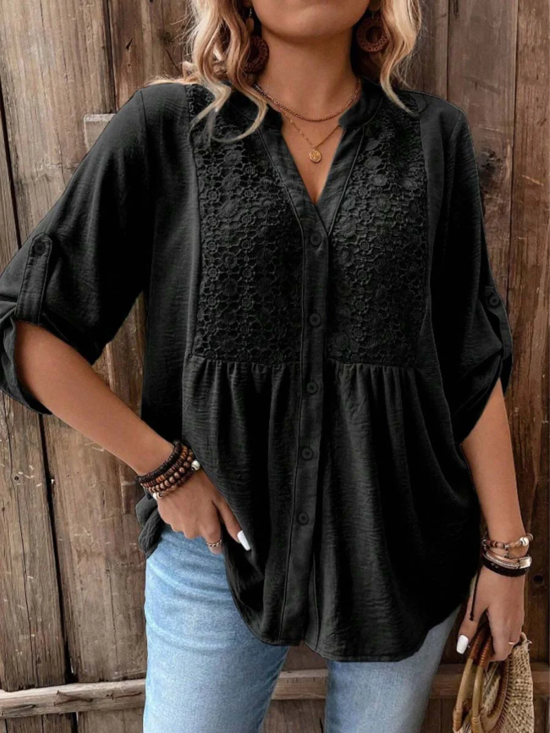 Hazel | V-Neck Button Blouse
