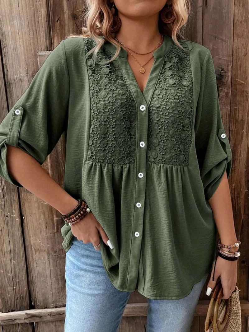 Hazel | V-Neck Button Blouse