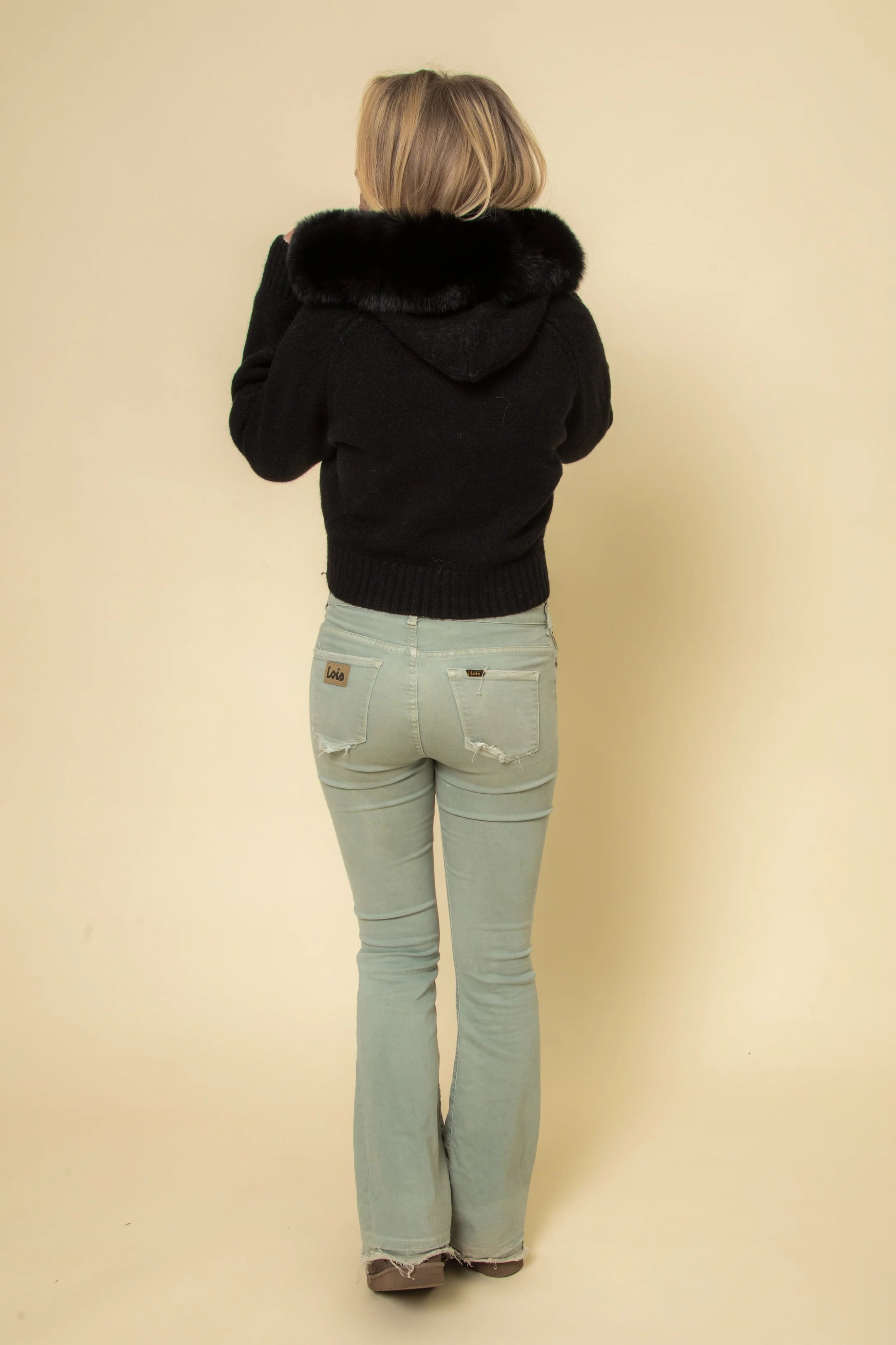 Hannah Hooded Faux Fur Vest Jacket