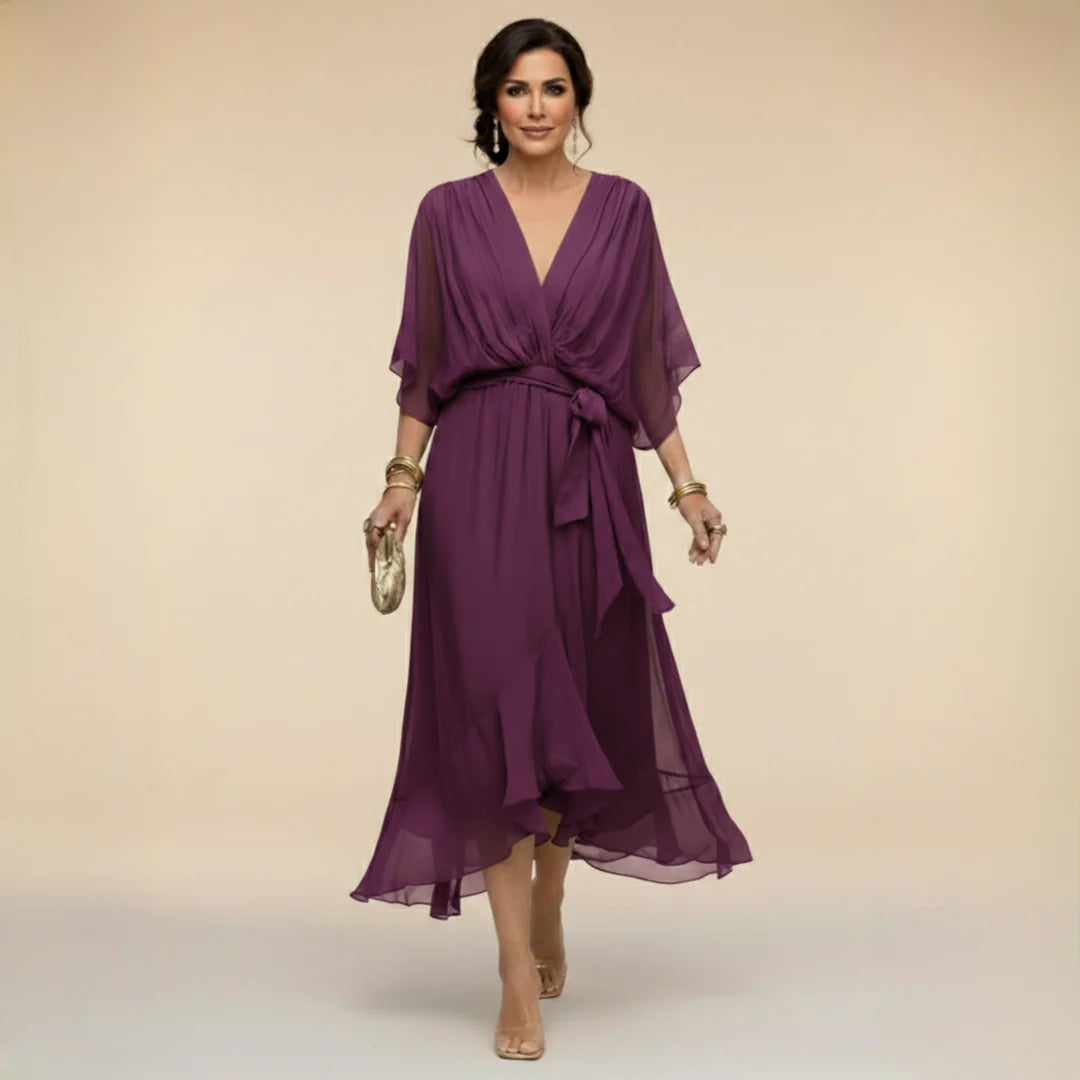 Edith | V-neck Chiffon Dress
