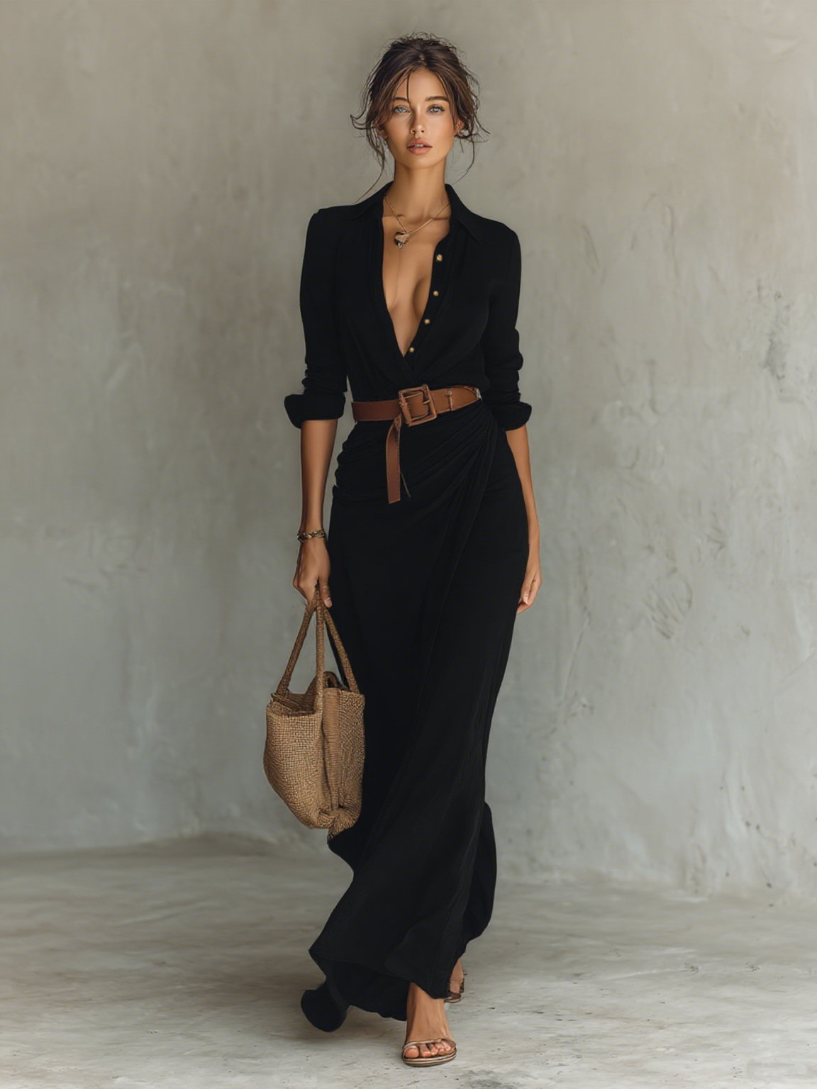 Sienna | Draped Shirt Maxi Dress