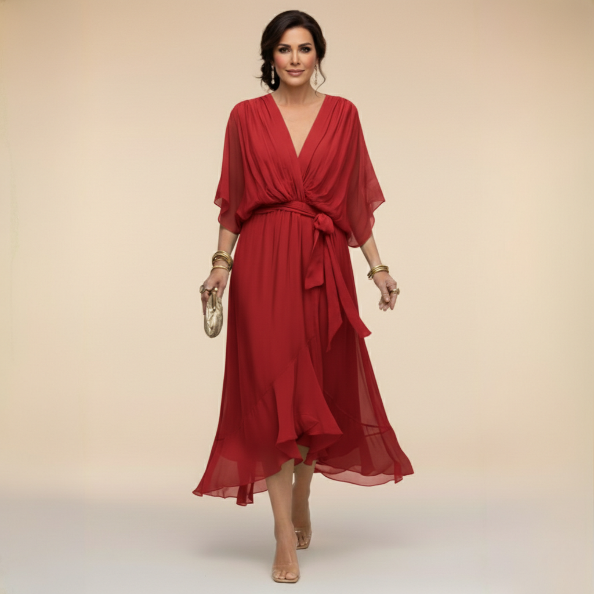Edith | V-neck Chiffon Dress