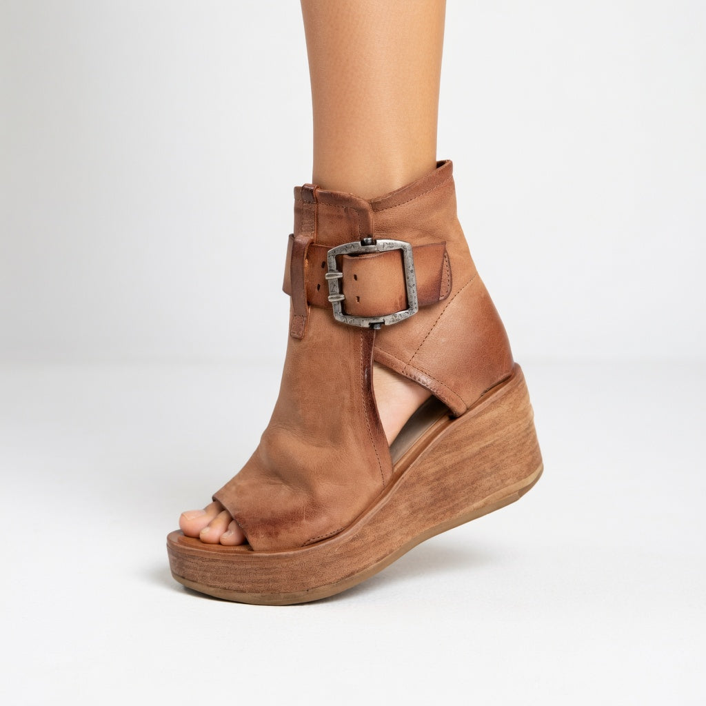 Ava Open-Toe Wedge Ankle Boots