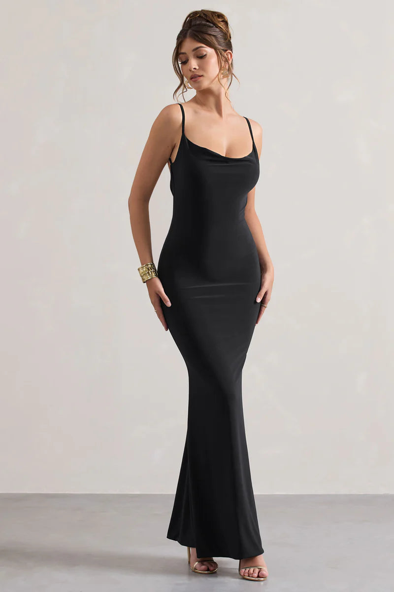 Phoebe Cowl Neck Backless Maxi Dress