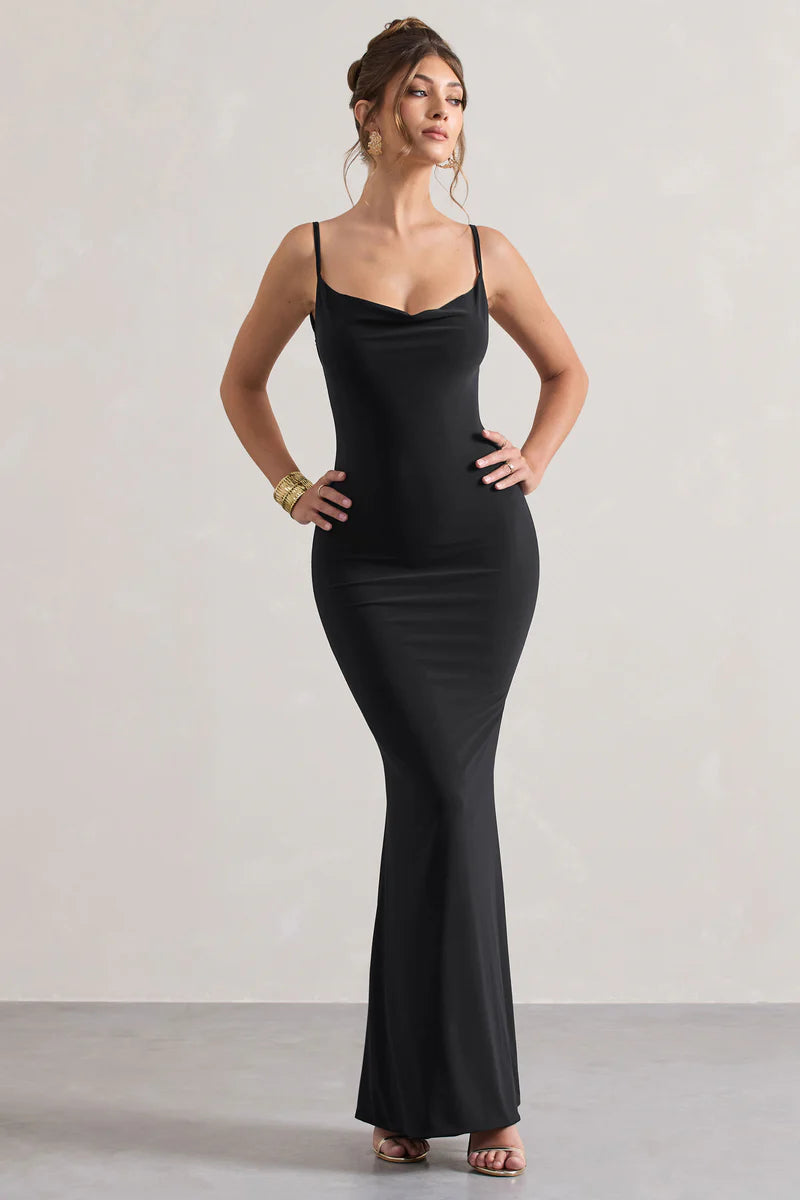 Phoebe Cowl Neck Backless Maxi Dress
