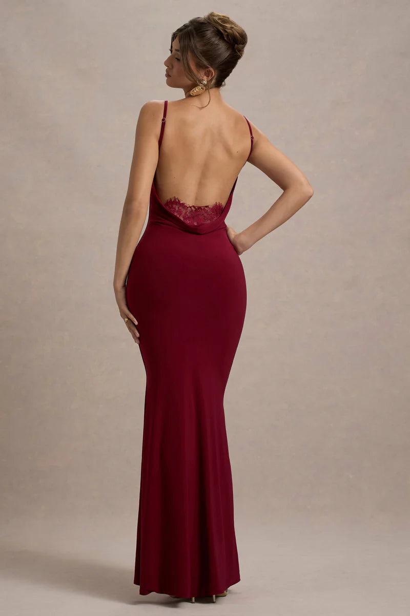 Phoebe Cowl Neck Backless Maxi Dress