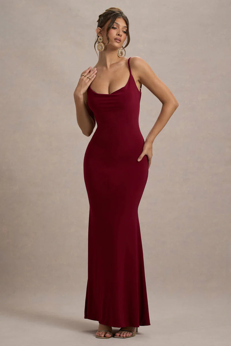 Phoebe Cowl Neck Backless Maxi Dress