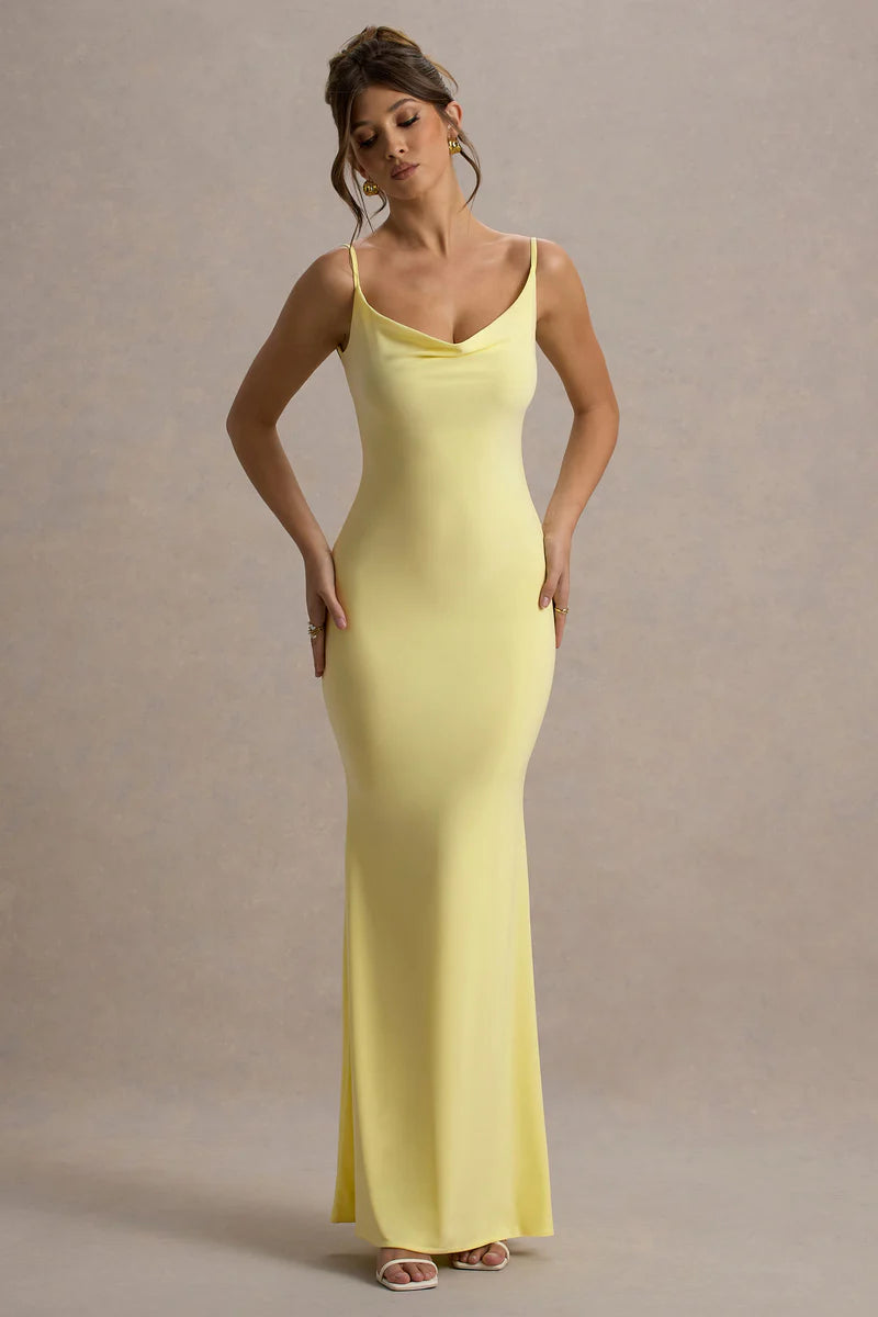 Phoebe Cowl Neck Backless Maxi Dress