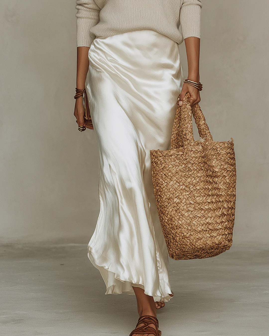 Lucy | Maxi Satin Dress with Sweater