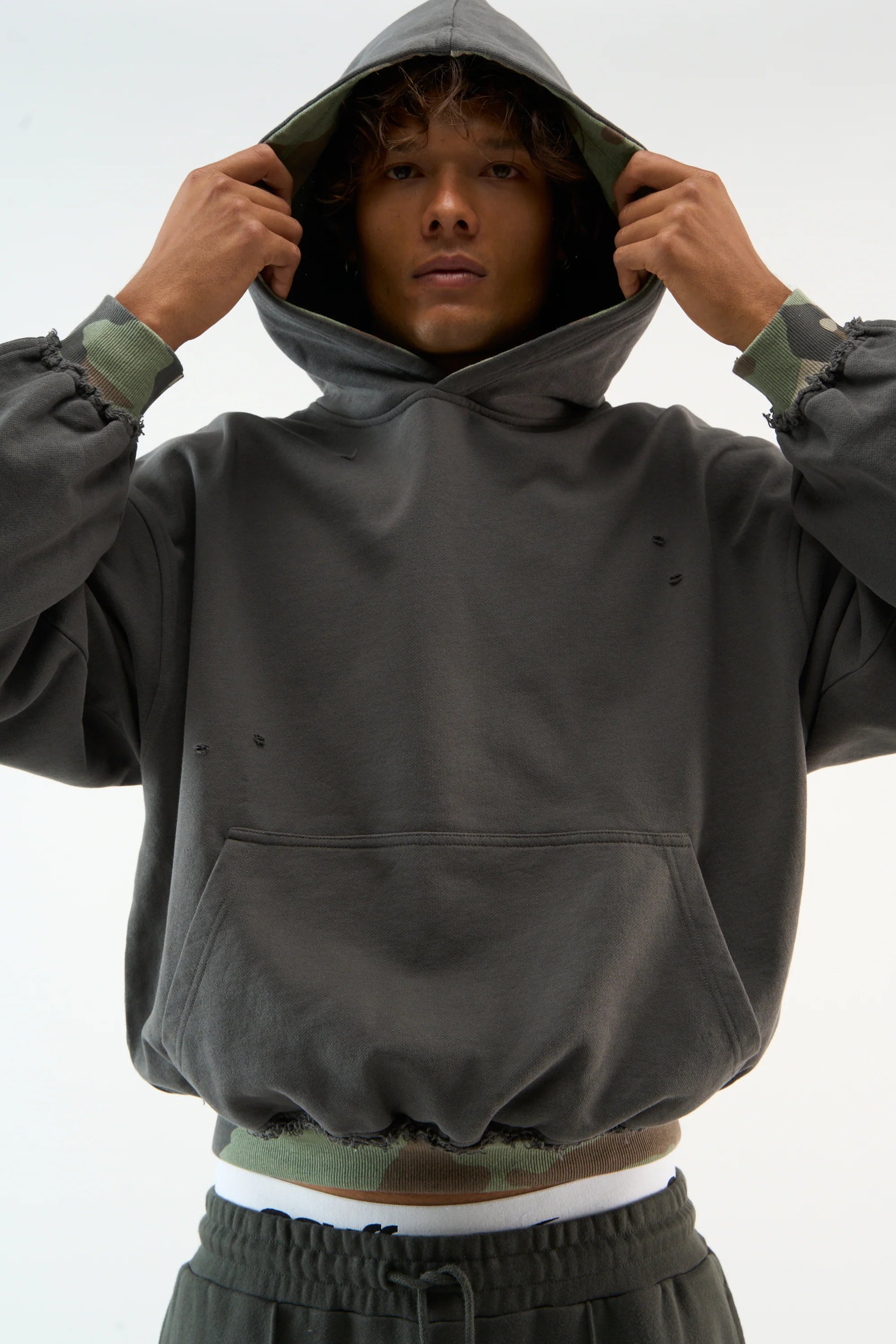 Distressed Camo Hoodie