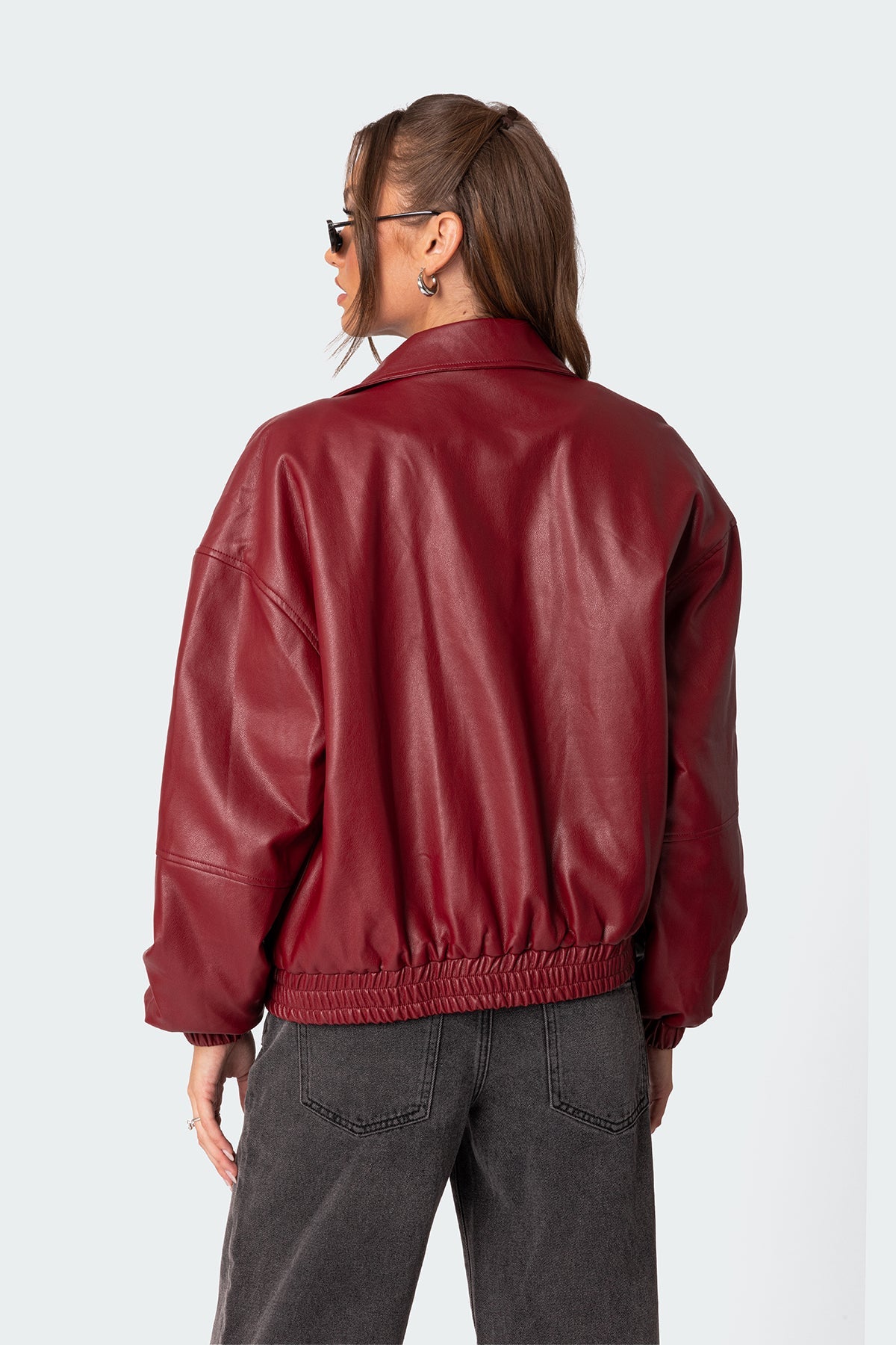 Faux Leather Bomber Jacket - LOUVELLI