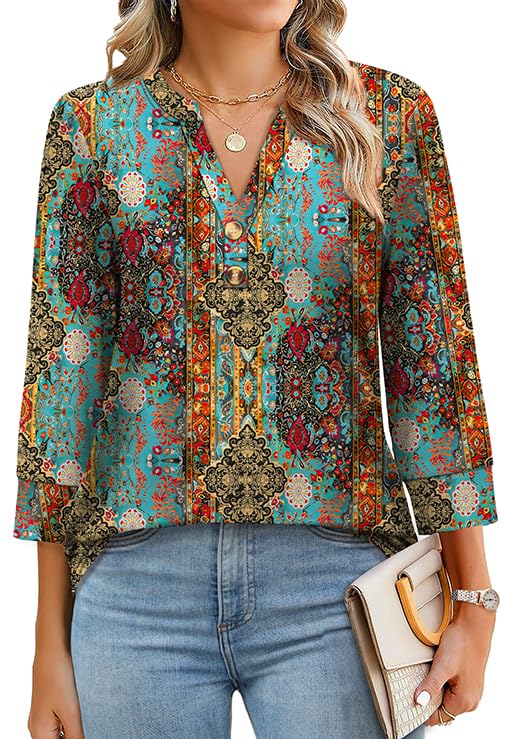 Melinda V-Neck Button Blouse
