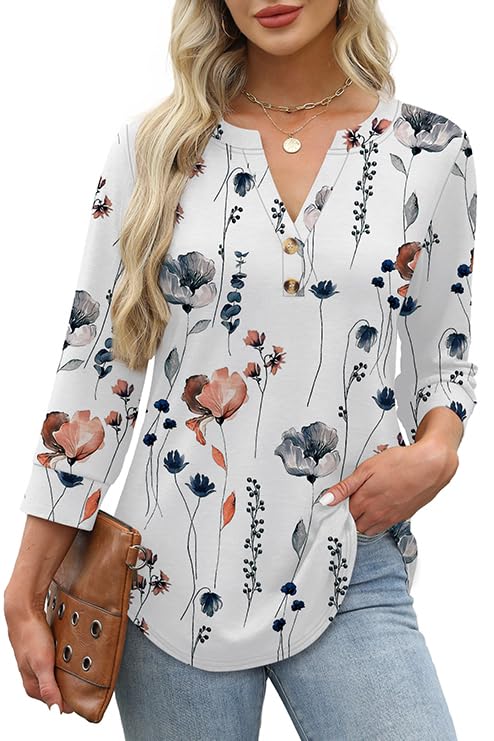 Melinda V-Neck Button Blouse