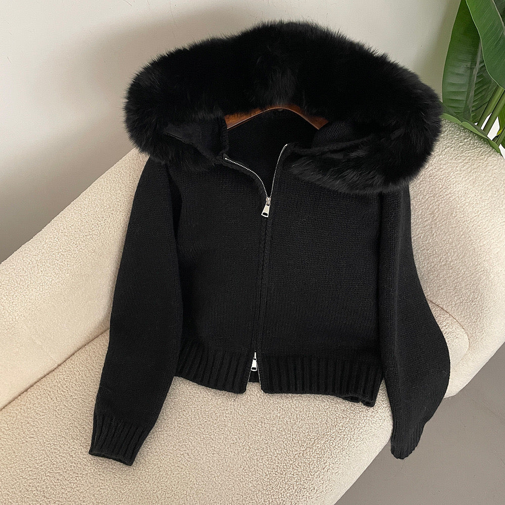 Hannah Hooded Faux Fur Vest Jacket