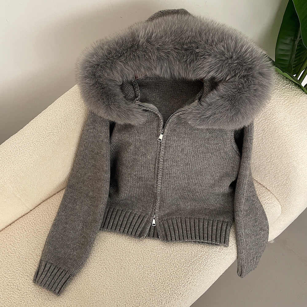 Hannah Hooded Faux Fur Vest Jacket