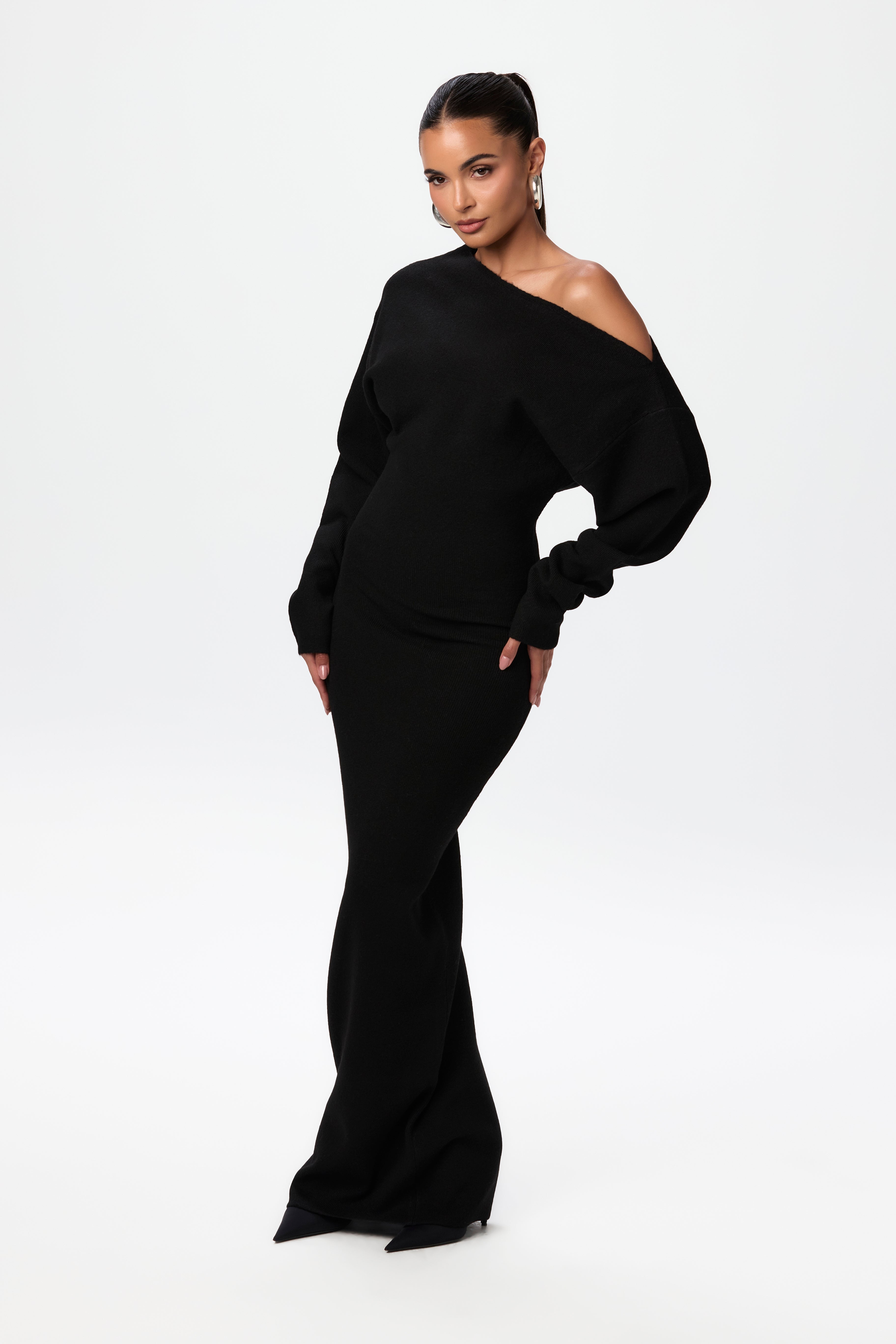 Julia Knit Off-Shoulder Sweater Maxi Dress