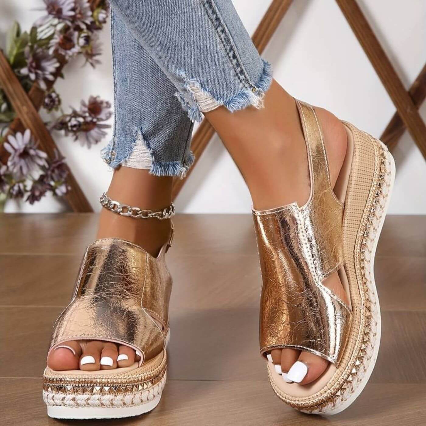 Dolly | Open Toe Wedge Espadrille Sandals