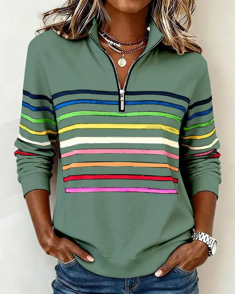 Grace | Colourful Stripe Quarter-Zip Sweatshirt