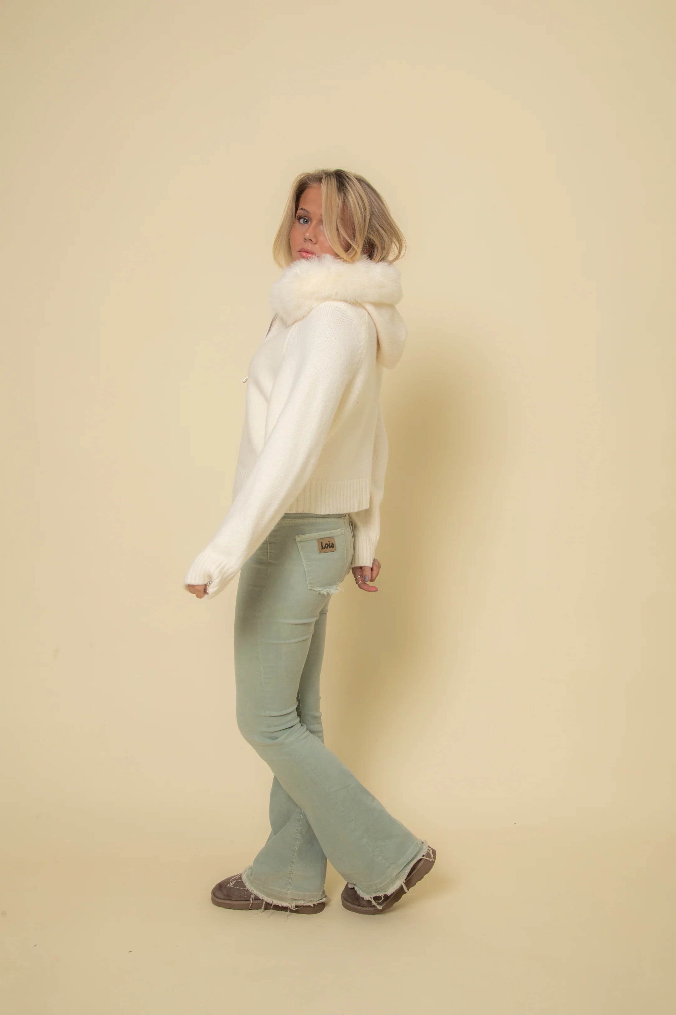 Hannah Hooded Faux Fur Vest Jacket