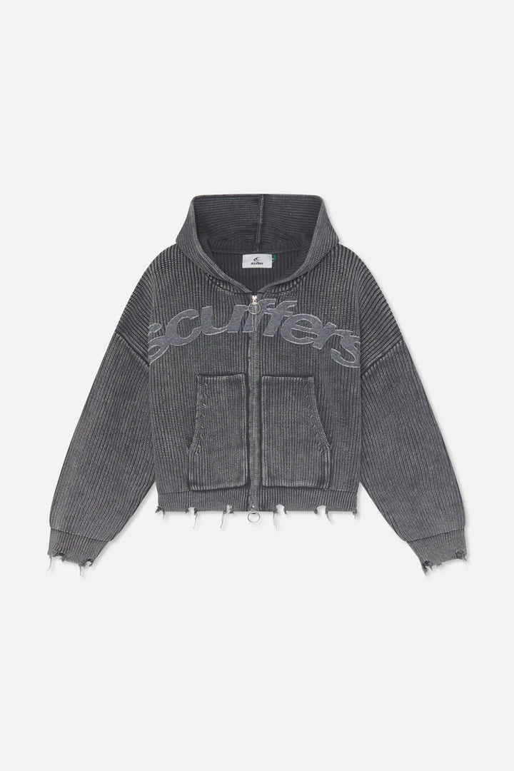 RAW WORLDWIDE ZIP HOODIE DISTRESSED