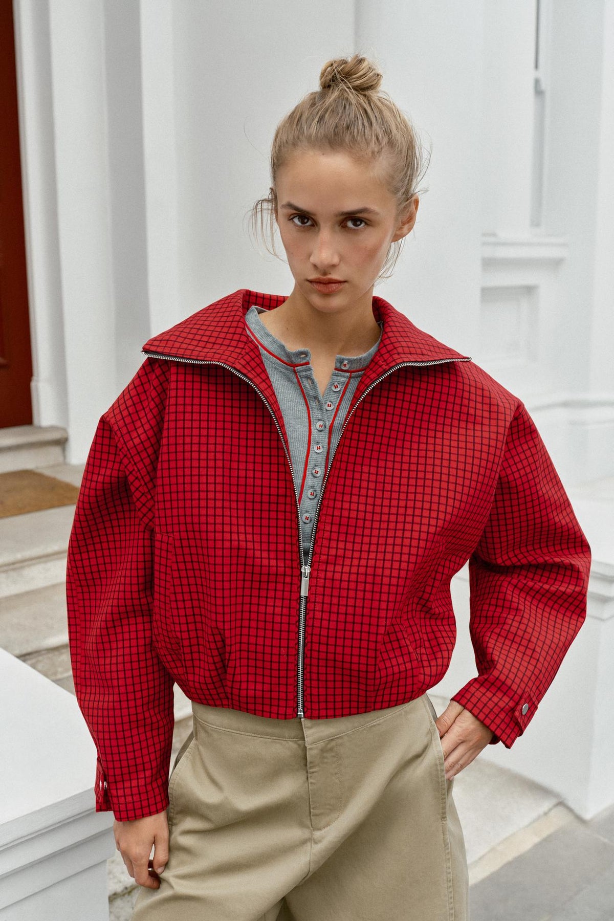Helena Check Bomber Jacket