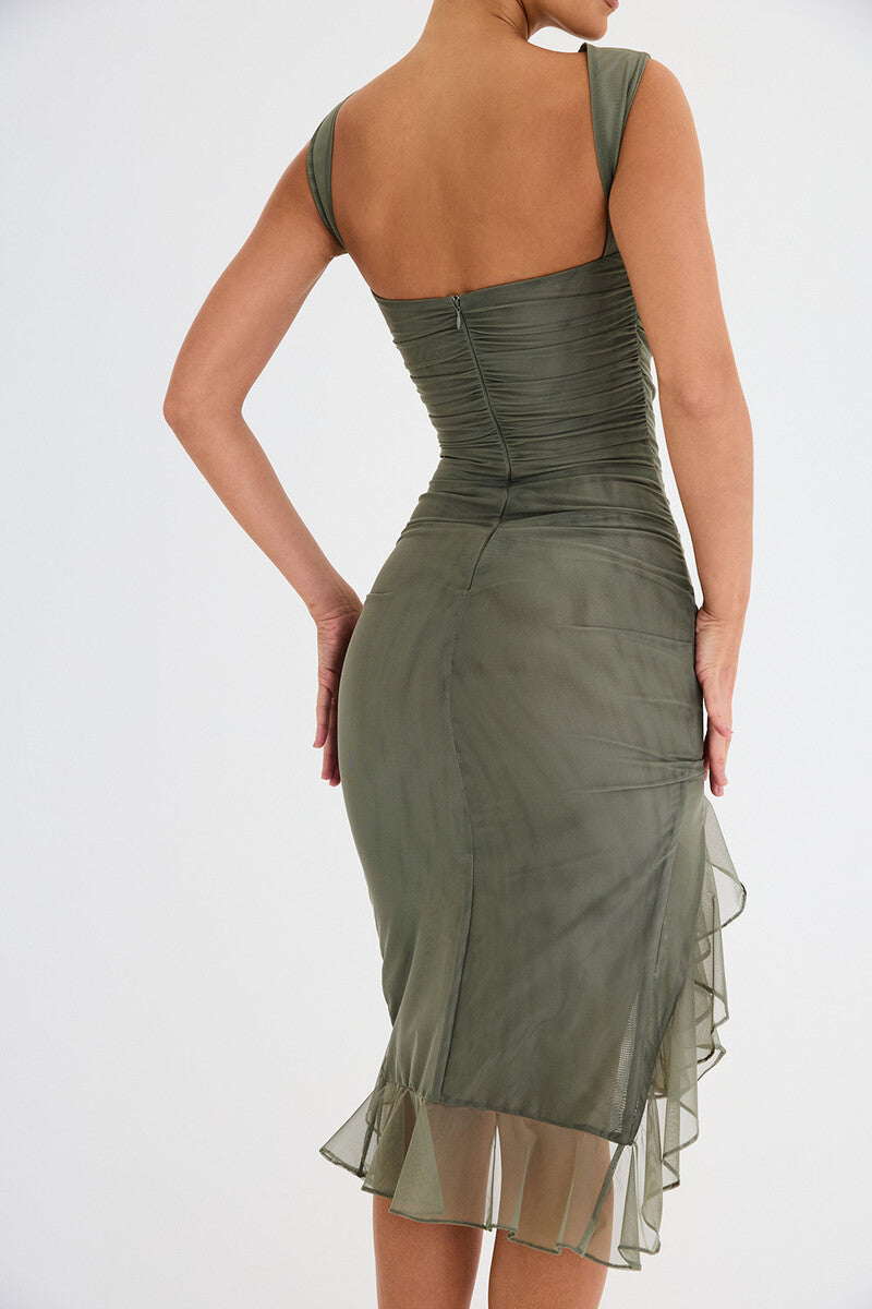 RUFFLE MIDI DRESS - LOUVELLI