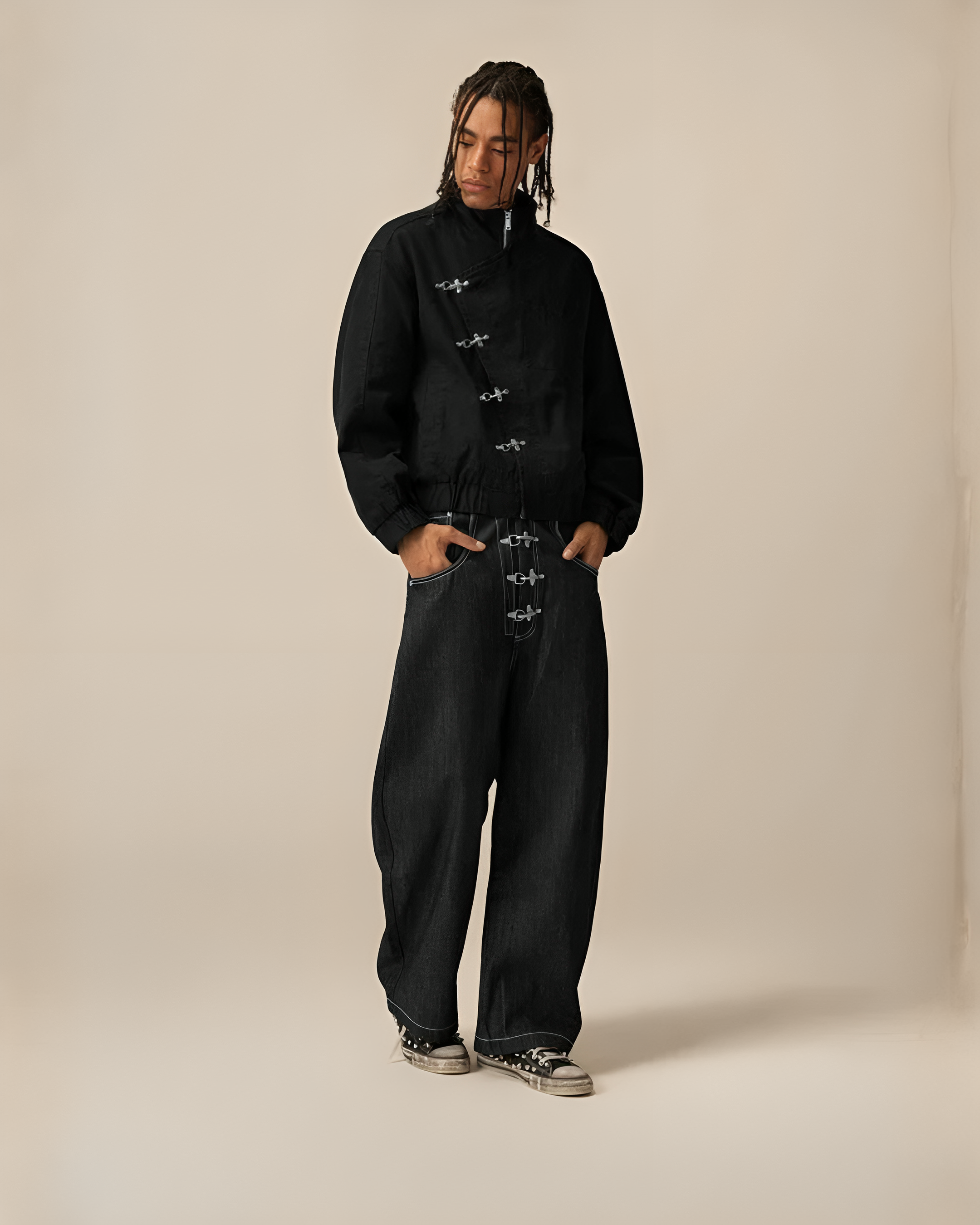 Unisex Metal Button Boxy Jacket