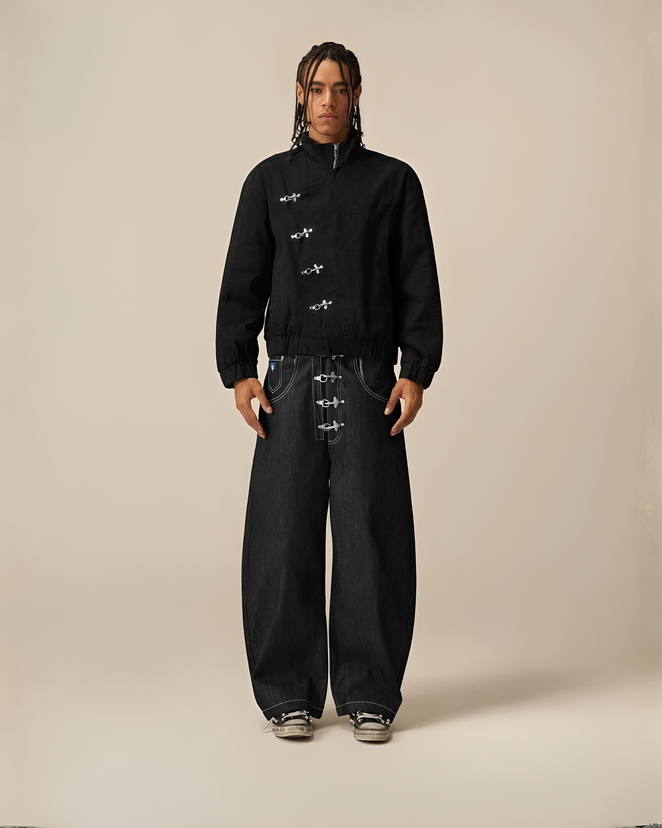 Unisex Metal Button Boxy Jacket